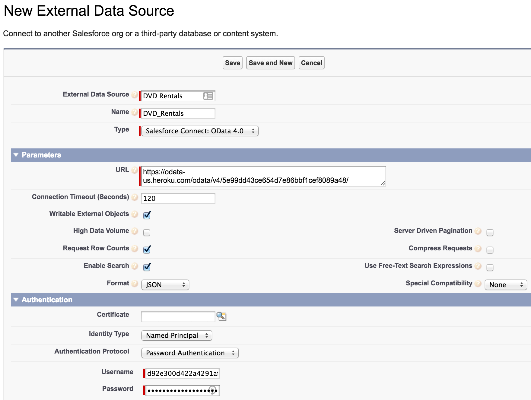 Salesforce UI - 新しい外部データソース