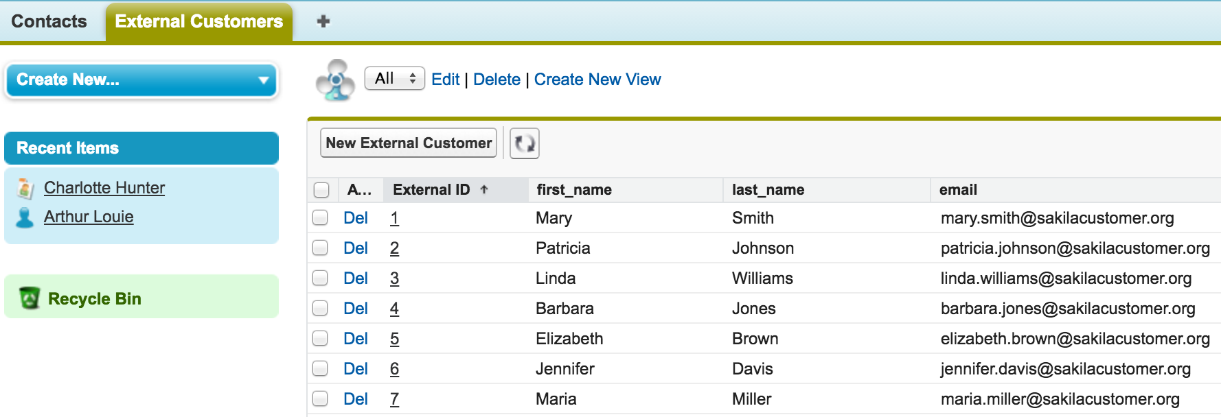 Salesforce UI - external object tab