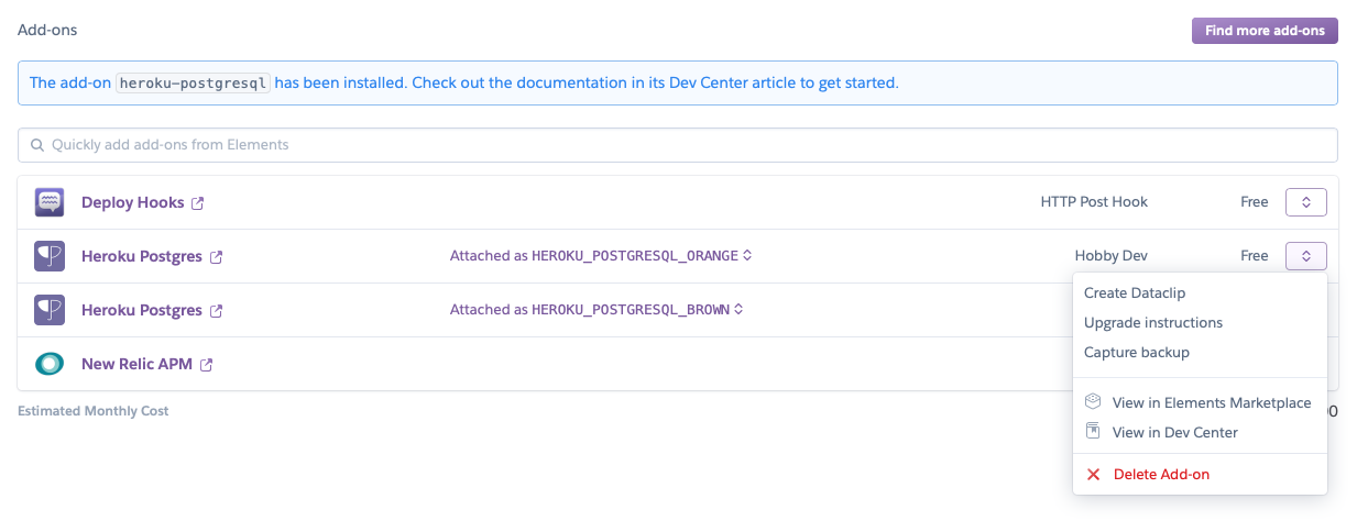 Managing Add-ons | Heroku Dev Center