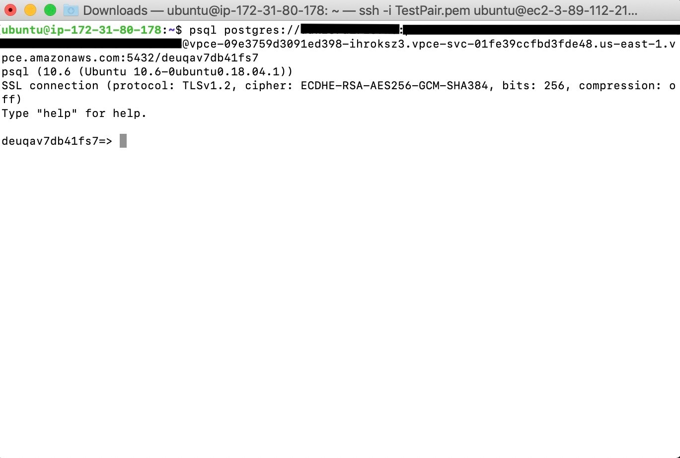 Connecting to private Postgres database from VPC EC2 Instance