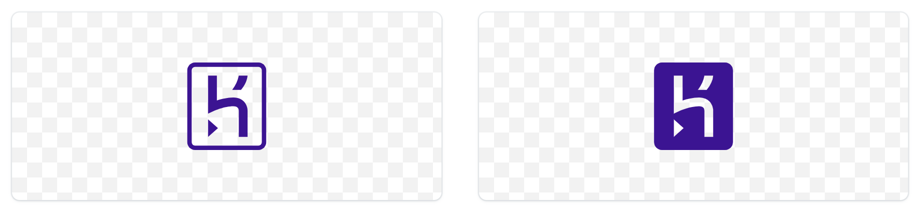 Heroku の紫のストロークロゴ (左) と紫のソリッドロゴ (右)