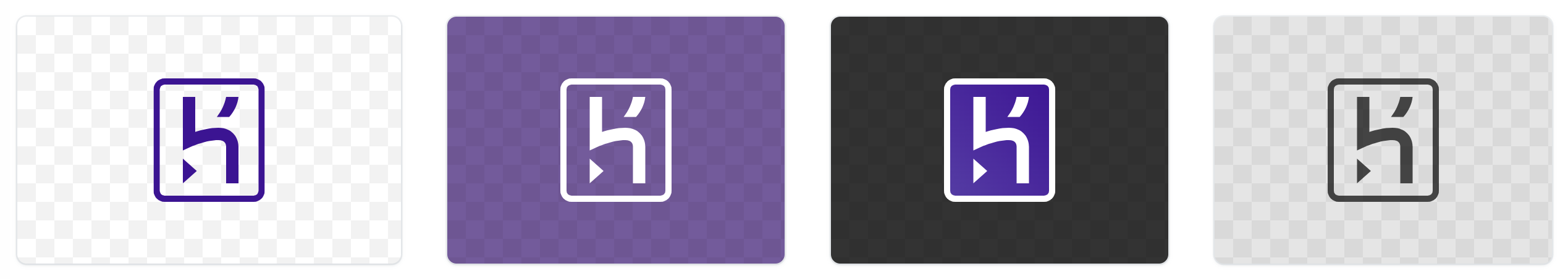 Heroku logos in purple, white, gradient and black from left to right